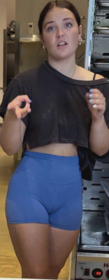 Blue Shorts Teen Candid Cameltoe