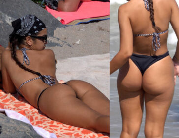 Busty Latina In Black Thong Candid Ass