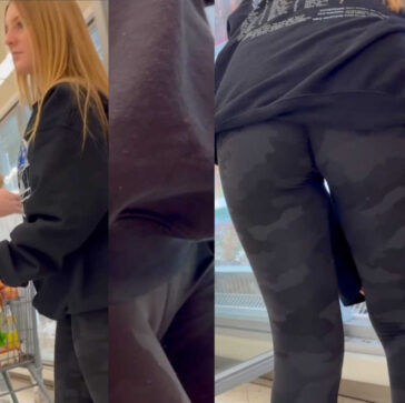 Candid Cameltoe Blonde Teen In Camo Leggings