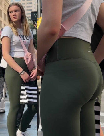 Green leggings teen creepshot vpl