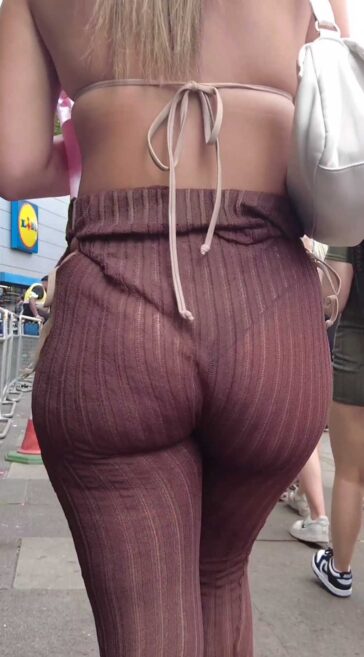 Uk blonde in see through pants