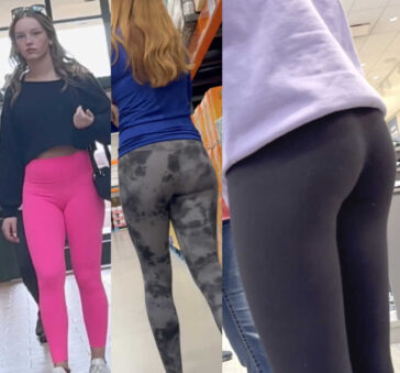 Three teens in leggings compilation