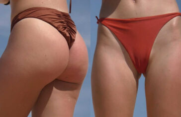 Two bikini girls on the beach creepshot
