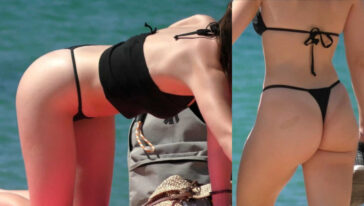 Beach bikini hot thonged duo