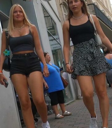 Black shorts teen with hot friend