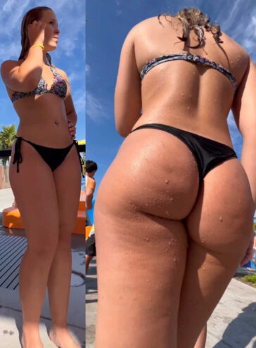 Black thong teen in bikini creepshot