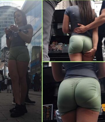 Green shorts tight ass gf