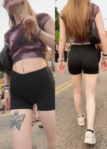 Skinny body pale girl in shorts vtl