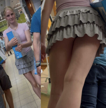 Trying to upskirt blonde teen