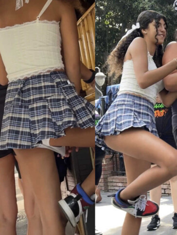 Very short skirt teen upskirt