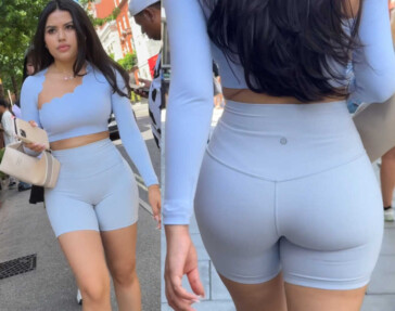 Blue outfit brunette thick ass