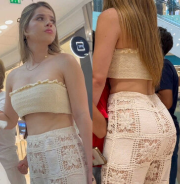 Creepshot teen see through white pants