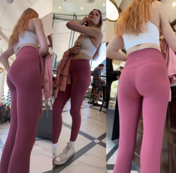Pink lulu leggings blonde teen creepshot