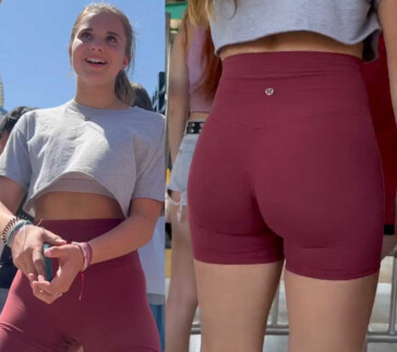 Red biker shorts hot teen ass