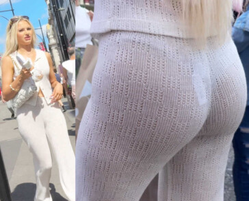 See thru pants gf showing thong