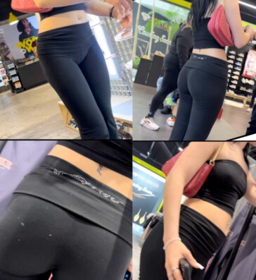 Braless nippy white girl shoe shopping