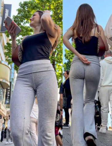 Grey leggings cute teen ass