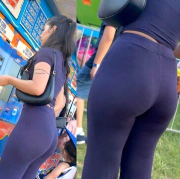 Purple outfit brunette girl sexy booty