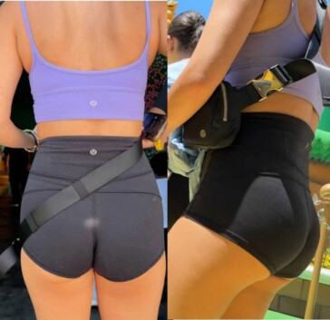 Purple top teen in lulu shorts