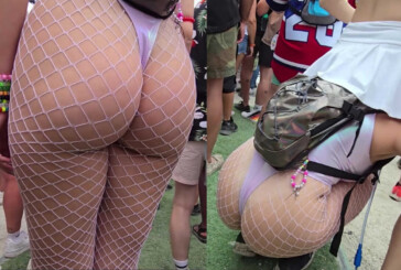 Sexy bubble raver in fishnet