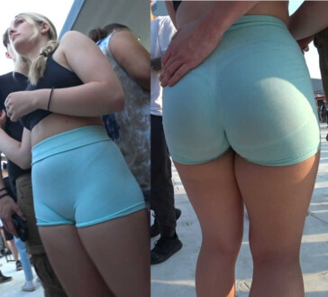 Sexy butt gf in blue shorts