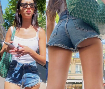 Tiny shorts cheeky girl
