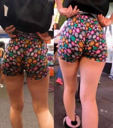 Awesome jiggly booty in shorts