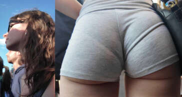 Deep closeup on tight vpl booty