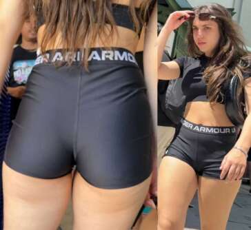 Fantastic ass girl in black shorts