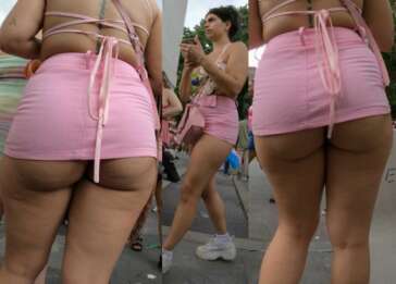 Pawg in short skirt revealing cheeks