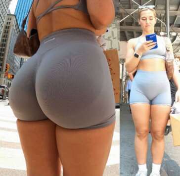 Round butt gym girl in shorts